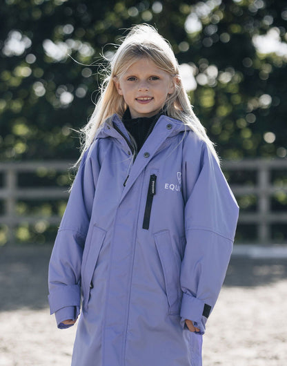 Equidry Children's Blue Lilac Fleece Coat: Waterproof, Warm Riding Jacket