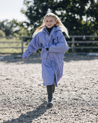 Equidry Children's Riding Coat - Blue Lilac Thick Fleece Waterproof Jacket. Kids Equestrian Apparel