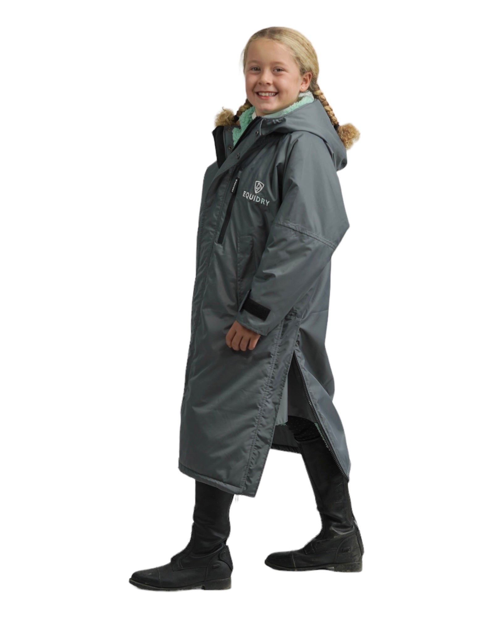 Evolution Children's | Thick Fleece | Fixed Hood | Charcoal/Jade - EQUIDRY
