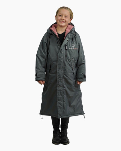 Evolution Children's | Thick Fleece | Fixed Hood | Charcoal/Pale Pink - EQUIDRY