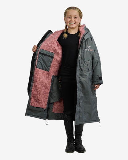 Evolution Children's | Thick Fleece | Fixed Hood | Charcoal/Pale Pink - EQUIDRY