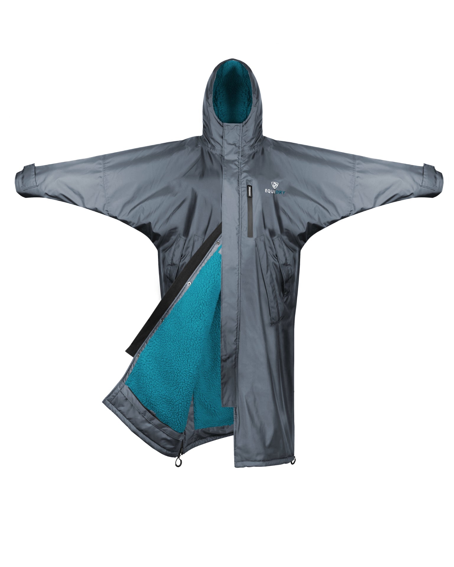 Evolution Children's | Thick Fleece | Fixed Hood | Charcoal/Turquoise - EQUIDRY