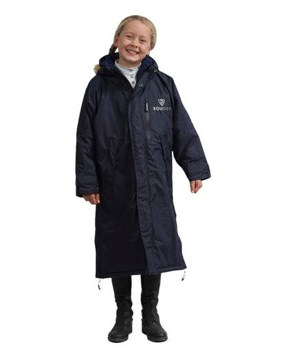 Equidry Children's Equestrian Coat - Navy Blue Waterproof Fleece Lined Riding Coat