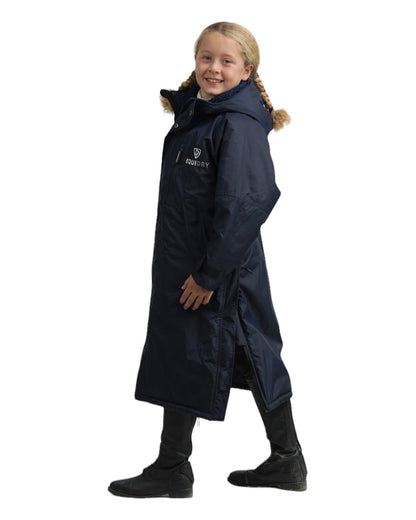 EQUIDRY Children's Equestrian Waterproof Coat - Navy Fleece-Lined Riding Outerwear