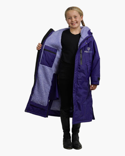 EQUIDRY Evolution Children's Purple Fleece Lined Waterproof Riding Coat. Warm Horse Riding Gear for Girls.