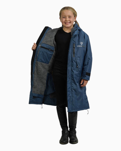 Evolution Children's | Thick Fleece | Fixed Hood | Steel Blue/Grey - EQUIDRY