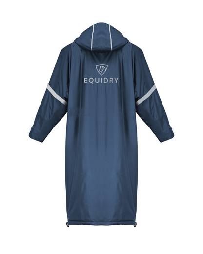 EQUIDRY Children's Equestrian Coat - Steel Blue, Waterproof, Fleece Lined, Reflective, Rain Jacket