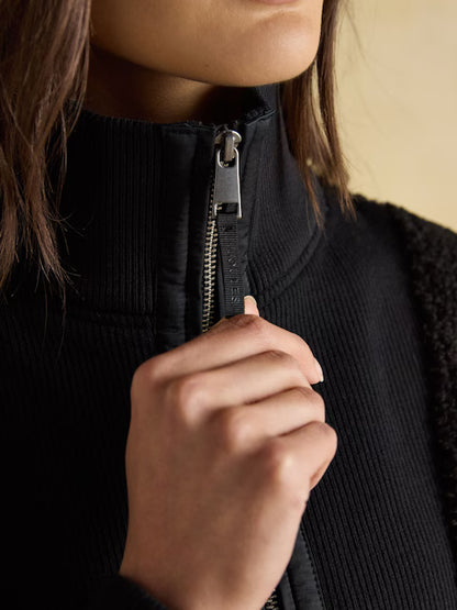 Joules Thurleston Black Borg Fleece Jacket Quarter Zip: Stylish and warm women's outerwear.