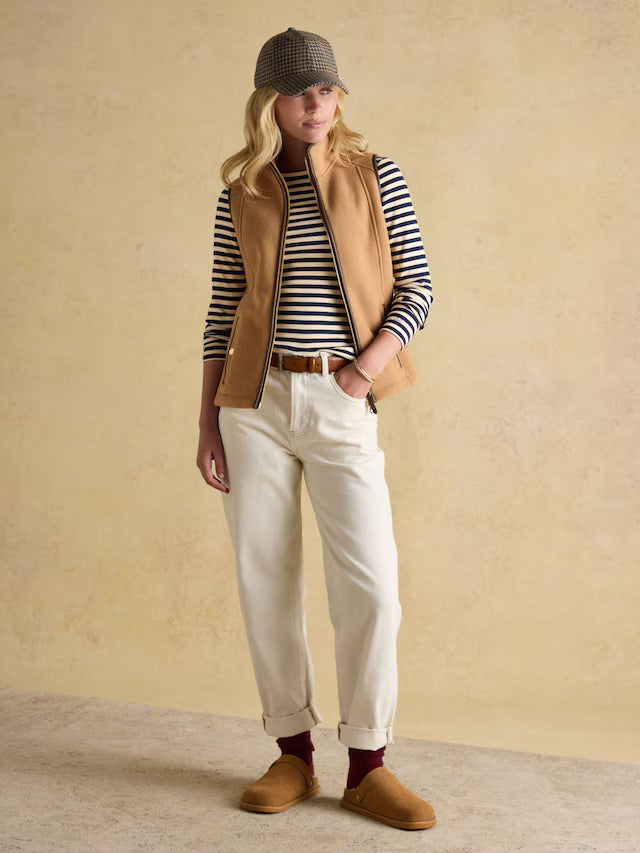 Joules Heritage Tan Fleece Gilet for Women - Country Style Vest from Equiflair Saddlery