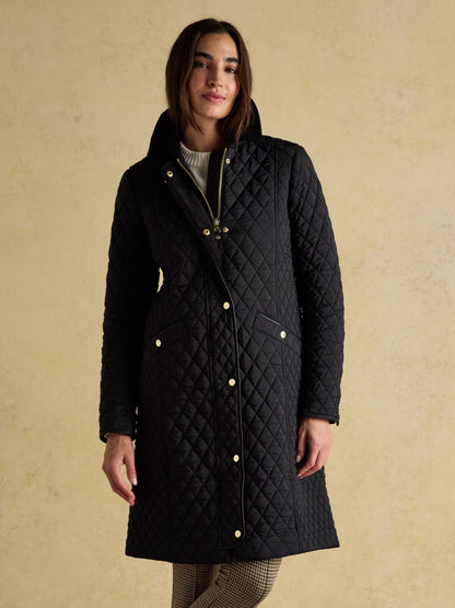Women's Joules Longline Diamond Quilted Showerproof Coat