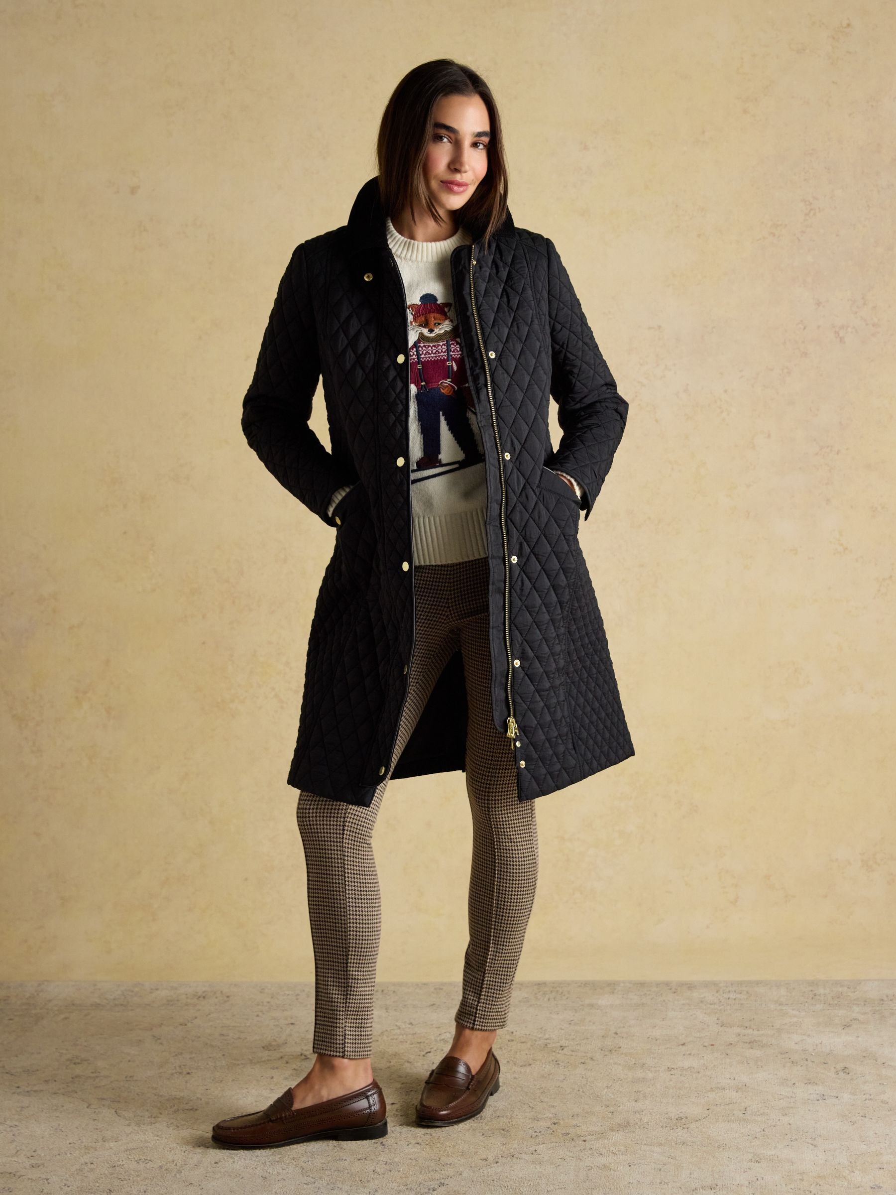 Women's Joules Longline Diamond Quilted Showerproof Coat