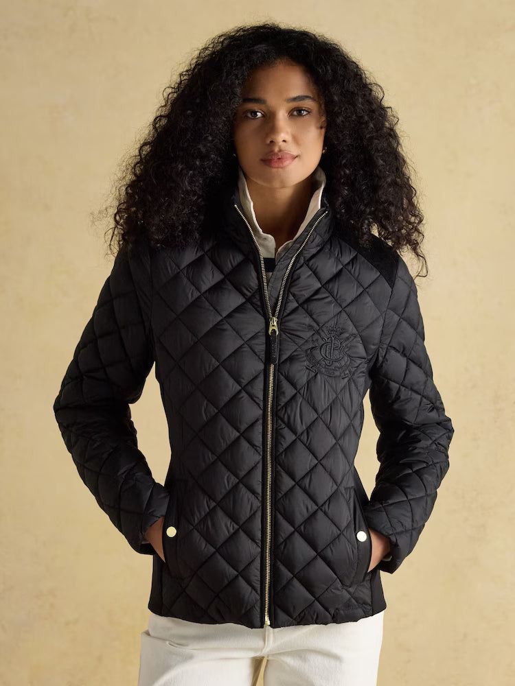 JOULES BRAEMAR LUXE BLACK Quilted Coat - Showerproof Diamond Quilted Jacket from Equiflair Saddlery