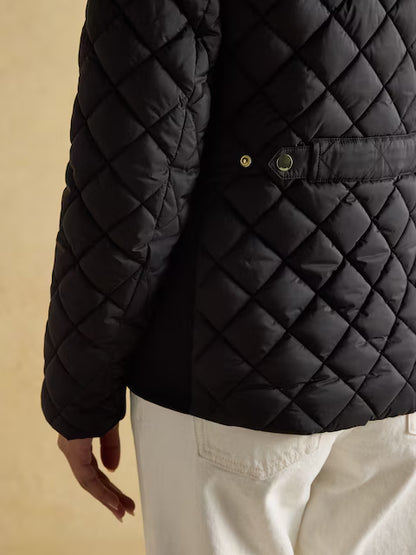 Joules Braemar Luxe Black Quilted Coat - Showerproof Diamond Design, Equiflair Saddlery