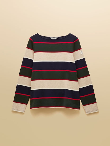Joules Harbour Harbour Navy & Green Boat Neck 100% Cotton Breton Top