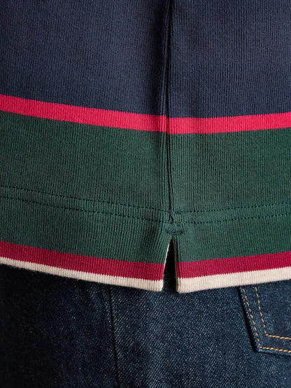 Joules Harbour Harbour Navy & Green Boat Neck 100% Cotton Breton Top