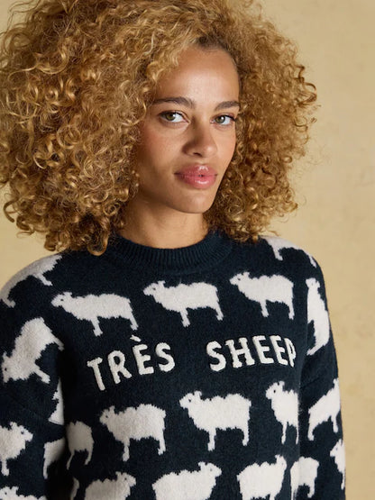 Joules Très Sheep Sweater: Woman in fun & stylish patterned knitwear. #Joules #Sweater #WomensFashion