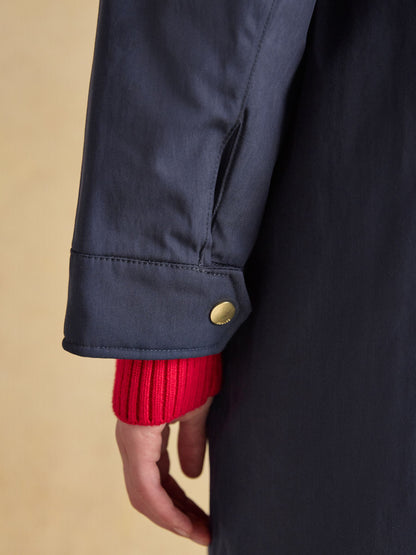 Joules Navy Fleece-Lined Waterproof Raincoat | Adjustable Cuffs & Hood | Style JOULES