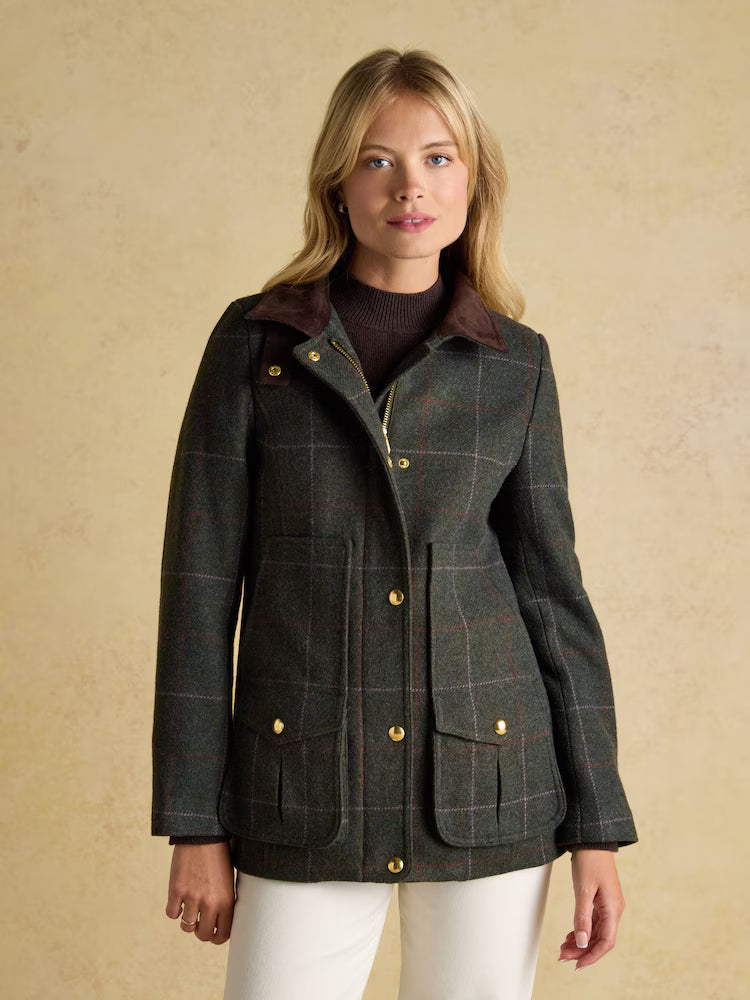 Joules Classic Fieldcoat Green Tweed Coat