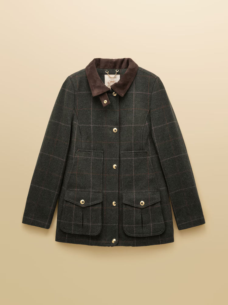 Joules Classic Fieldcoat Green Tweed Coat