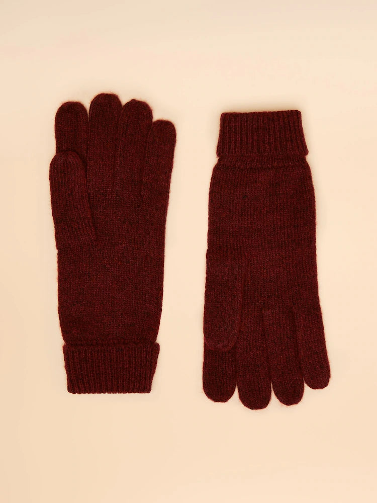 Joules Rosa Gloves - Berry Red - Warm Winter Gloves.  Recycled Polyester, Acrylic, Nylon, Wool Blend.