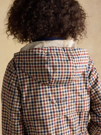 JOULES Gingham Waterproof Packable Raincoat with Hood. Shop Equiflair!