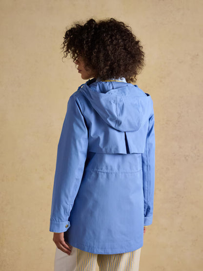 Joules Portwell blue hooded waterproof rain jacket for women