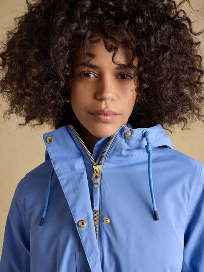 Joules Portwell Blue Hooded Waterproof Raincoat for Women