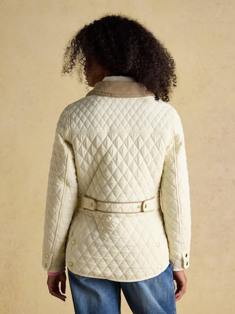 Joules Highclere Showerproof Diamond Quilted Jacket Neutral