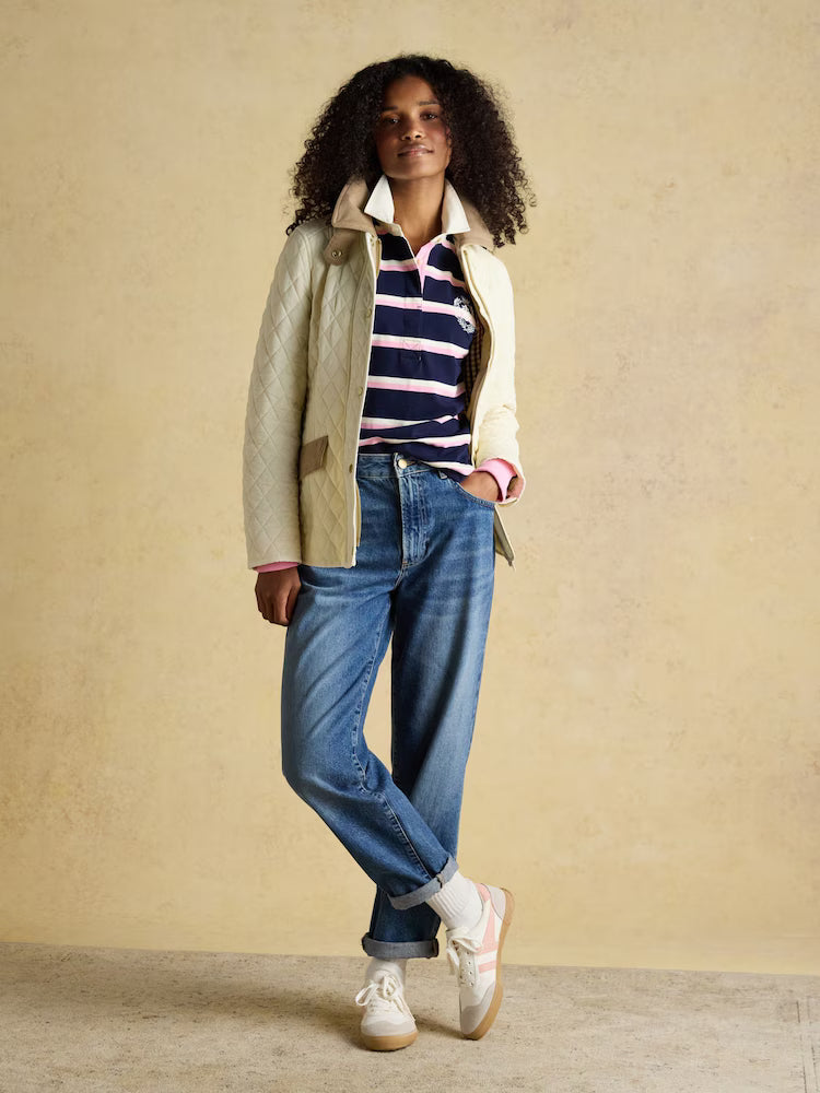 Joules Highclere Showerproof Diamond Quilted Jacket Neutral