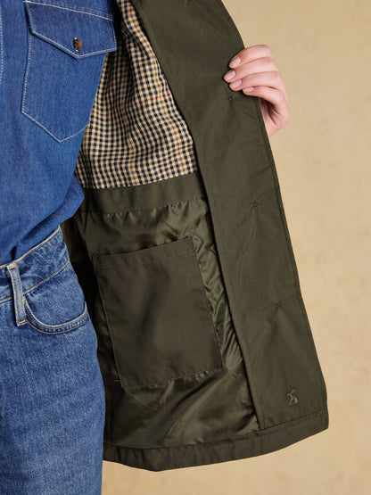 JOULES RAINMORE Khaki Green Waterproof Raincoat. Button-Through, Checked Lining, Inside Pocket. Shop Equiflair for Joules!