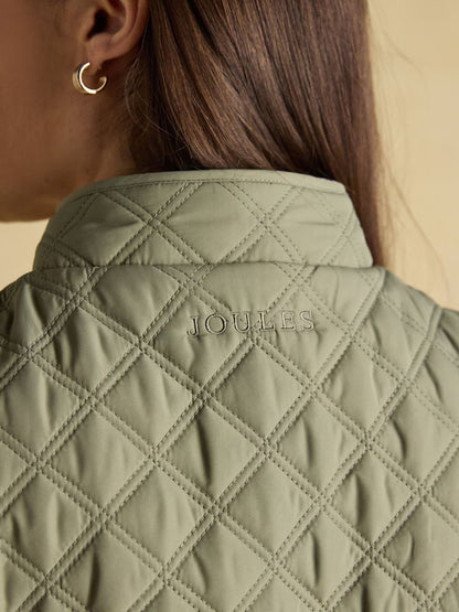 Joules Minx Sage Green Showerproof Diamond Quilted Gilet