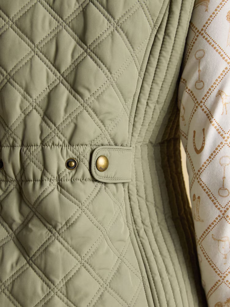 Joules Minx Sage Green Showerproof Diamond Quilted Gilet