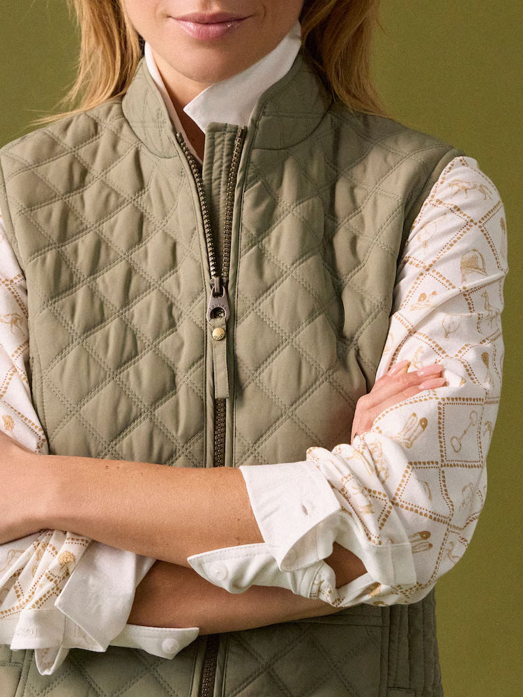 Joules Minx Sage Green Showerproof Diamond Quilted Gilet
