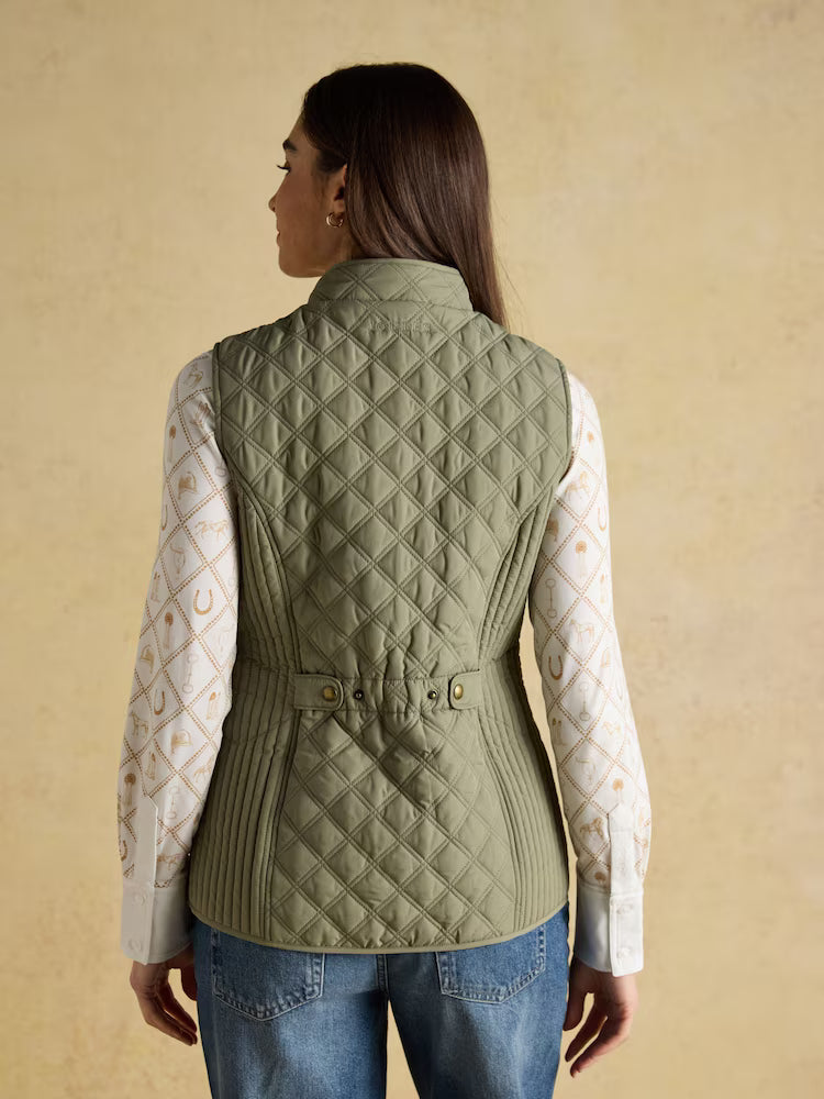 Joules Minx Sage Green Showerproof Diamond Quilted Gilet