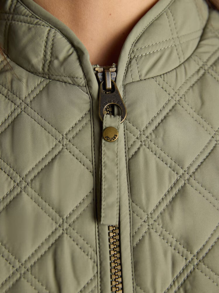 Joules Minx Sage Green Showerproof Diamond Quilted Gilet