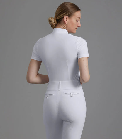 Premier Equine Famosa White Ladies Equestrian Competition Shirt - Short Sleeve - Equiflair