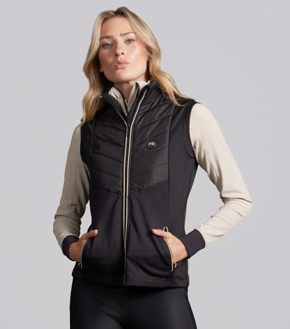 Premier Equine Felicio Women's Black Gilet - Water-Repellent, Lightweight Riding Bodywarmer
