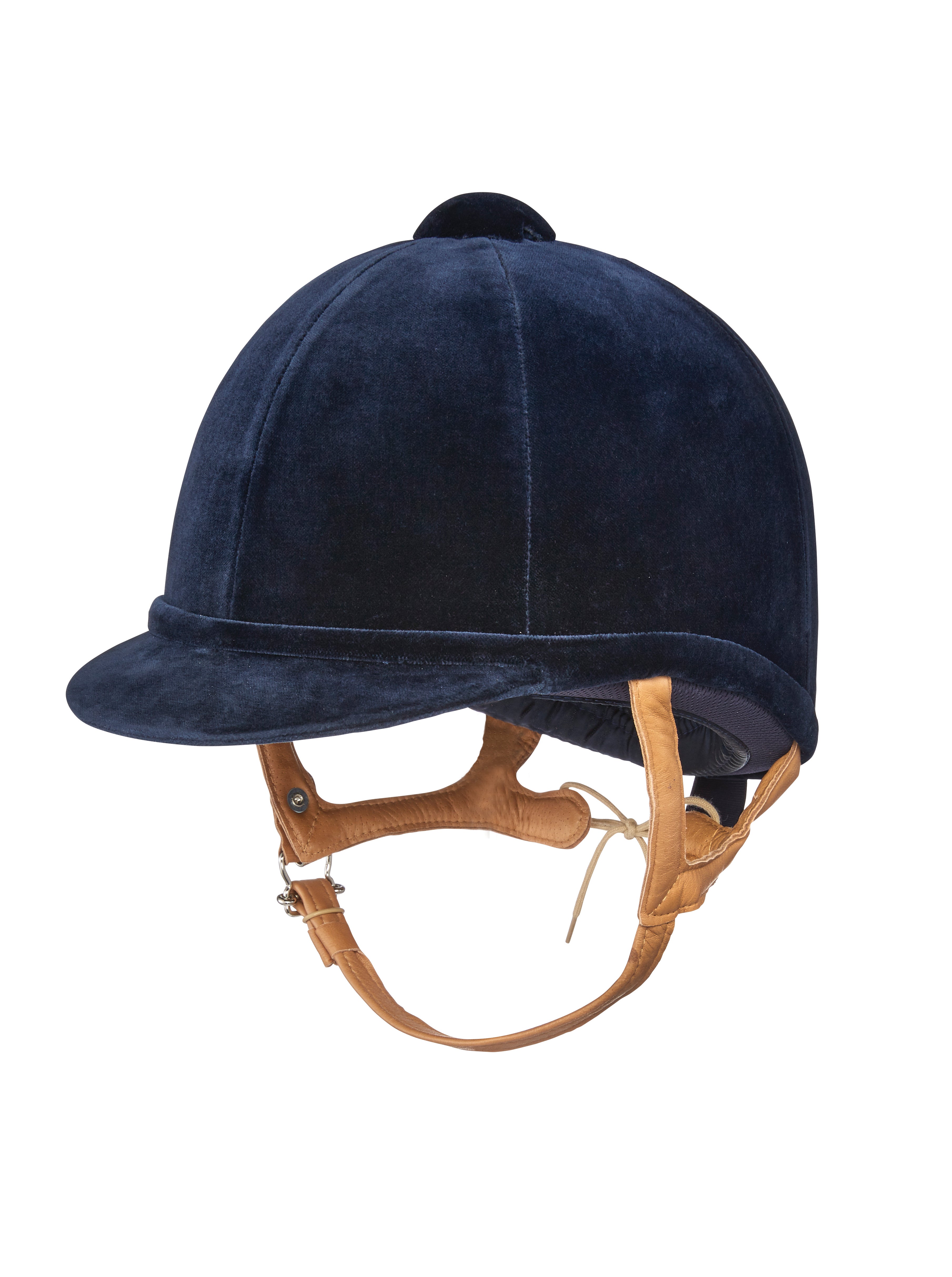 Equestrian Riding Helmet - Charles Owen Fian Velvet Navy Blue Show Jumping Hat