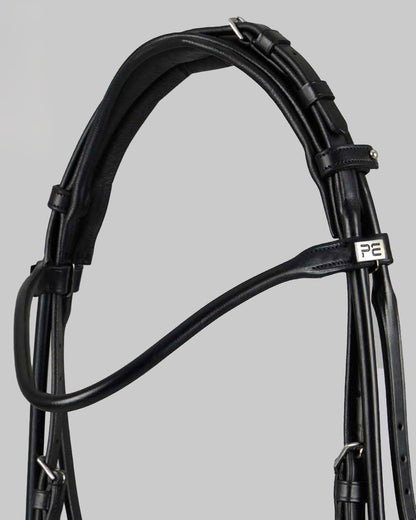 PREMIER EQUINE FINETTI Black Rolled Leather Snaffle Bridle. Anatomical Horse Bridle. Equestrian Equipment.