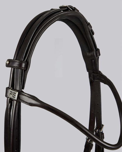 Premier Equine Finetti Rolled Leather Snaffle Bridle Brown - Italian Leather Anatomical Horse Bridle