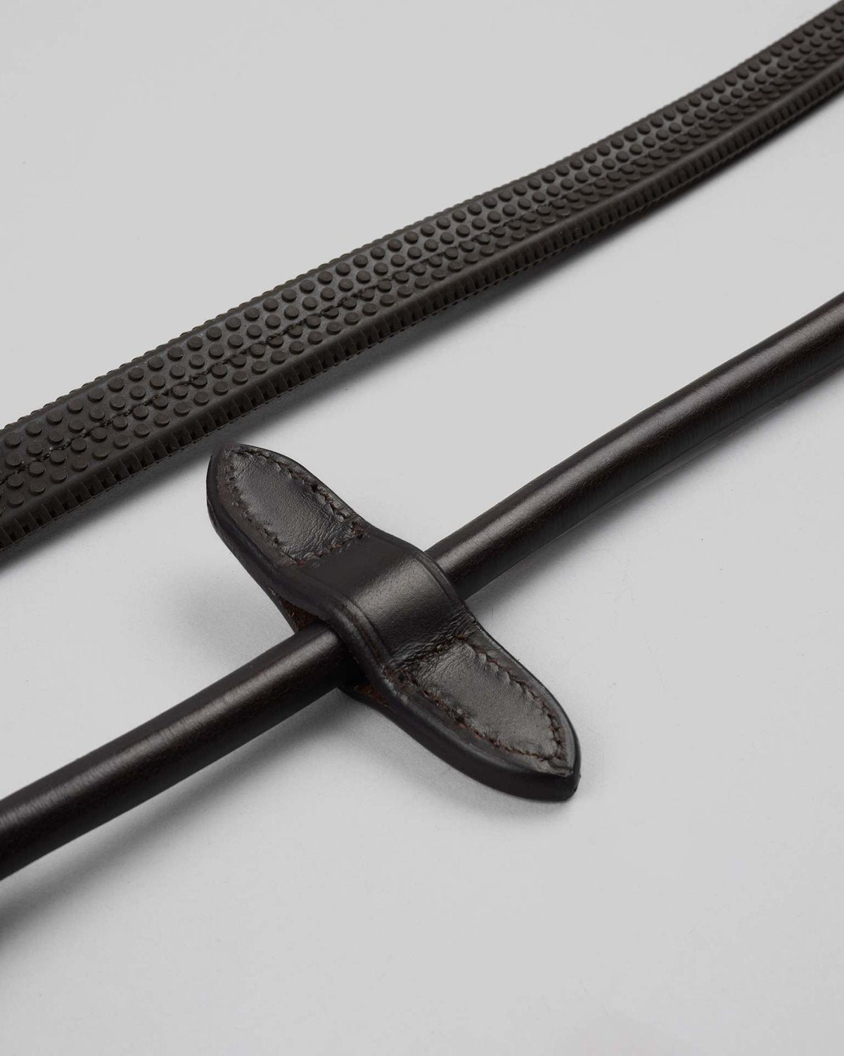 PREMIER EQUINE Finetti Brown Rolled Leather Reins with Rubber Grip | Equestrian Riding Gear