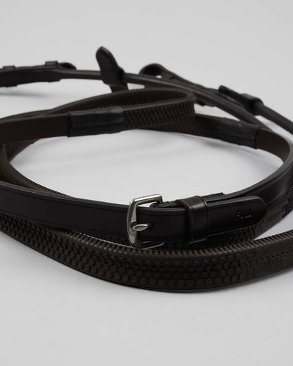 Premier Equine Finetti Brown Rolled Leather Reins | Equestrian Horse Riding Gear