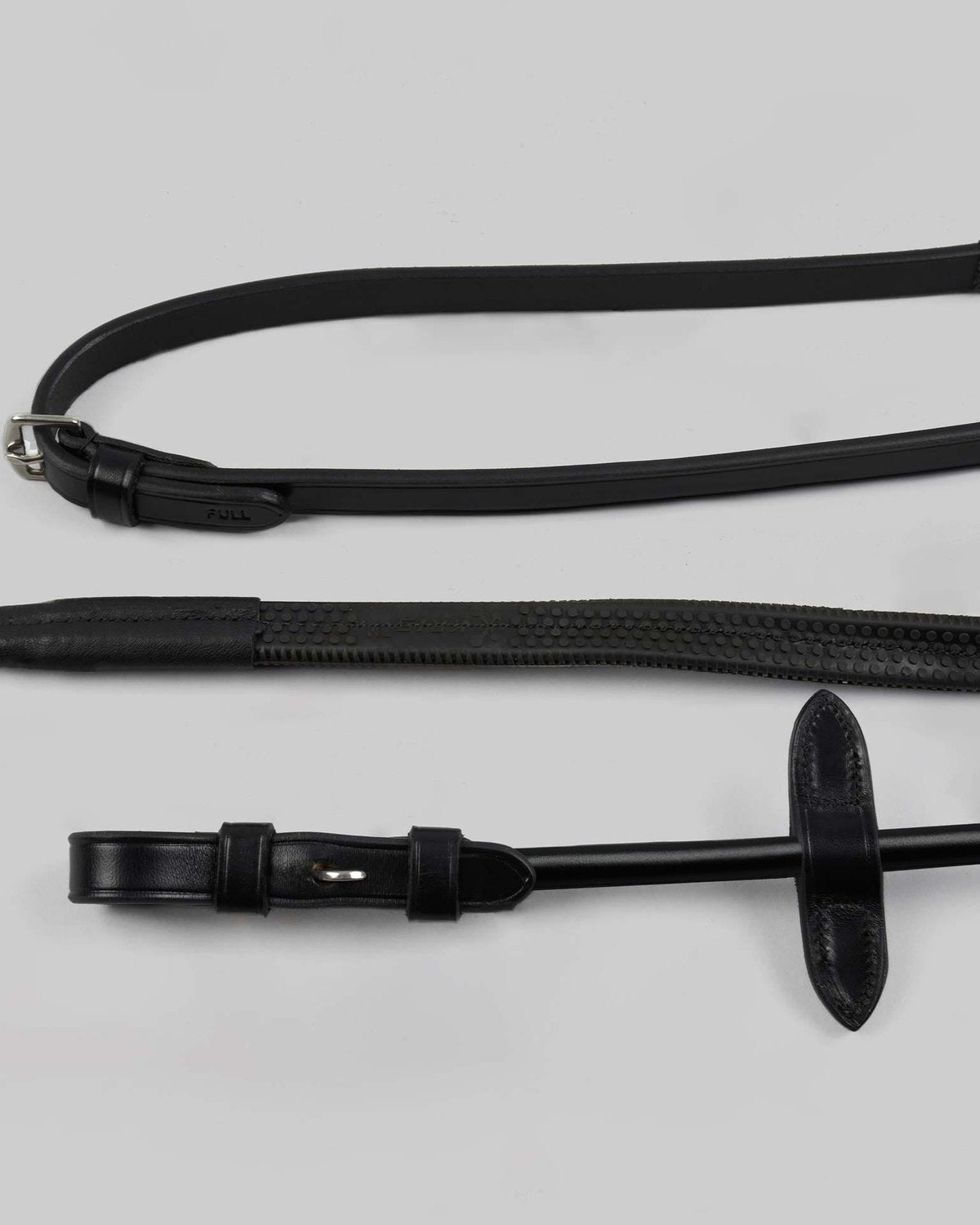 PREMIER EQUINE FINETTI ROLLED LEATHER REINS BLACK, Equestrian Horse Riding Equipment, Premium Black Leather Horse Reins