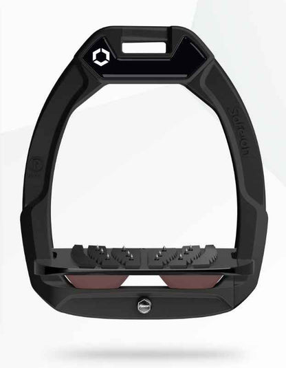 Flex-On Safe-On Stirrups Black/Black/Chocolate | Inclined Ultra Grip Equestrian Safety Stirrups