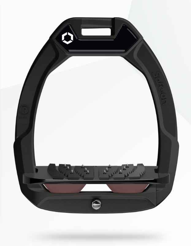 Flex-On Safe-On Stirrups Black/Black/Chocolate | Inclined Ultra Grip Equestrian Safety Stirrups