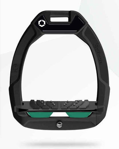Flex-On Safe-On Inclined Ultra Grip Stirrups Black/Black/Irish Green - Equestrian Horse Riding Gear