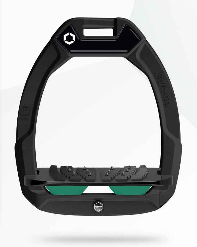 Flex-On Safe-On Inclined Ultra Grip Stirrups Black/Black/Irish Green - Equestrian Horse Riding Gear