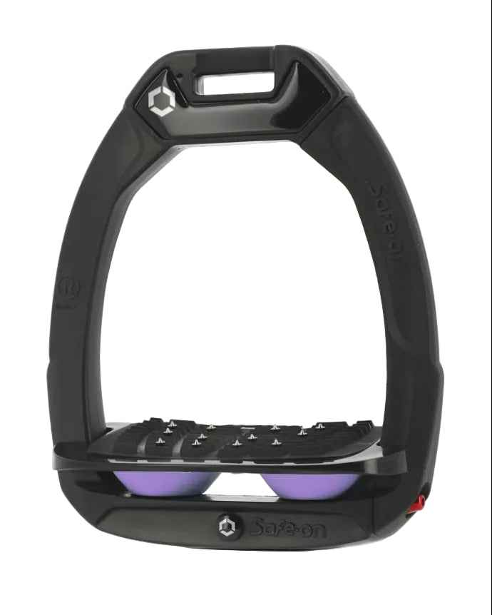 Flex-On Safe-On Inclined Ultra Grip Stirrups - Black/Lilac - Equestrian Safety & Comfort