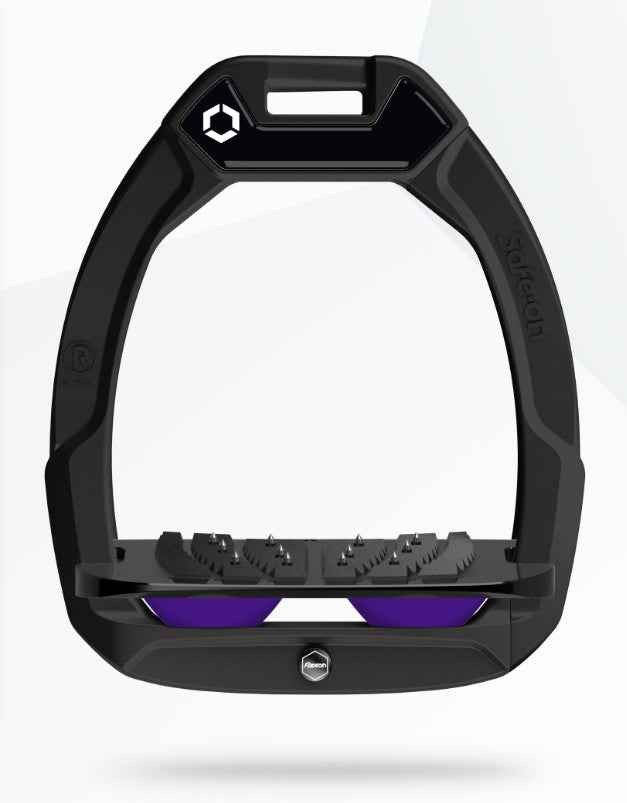 Flex-On Safe-On Inclined Ultra Grip Stirrups Black/Purple | Equestrian Safety Stirrups