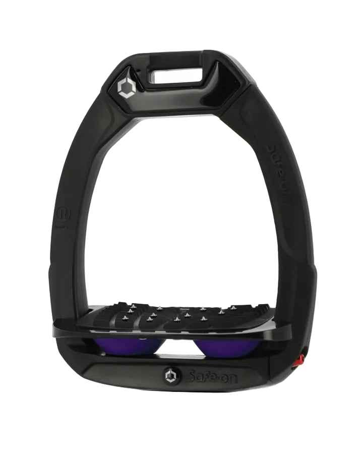 Flex-On Safe-On Inclined Ultra Grip Stirrups Black/Purple | Equestrian Safety